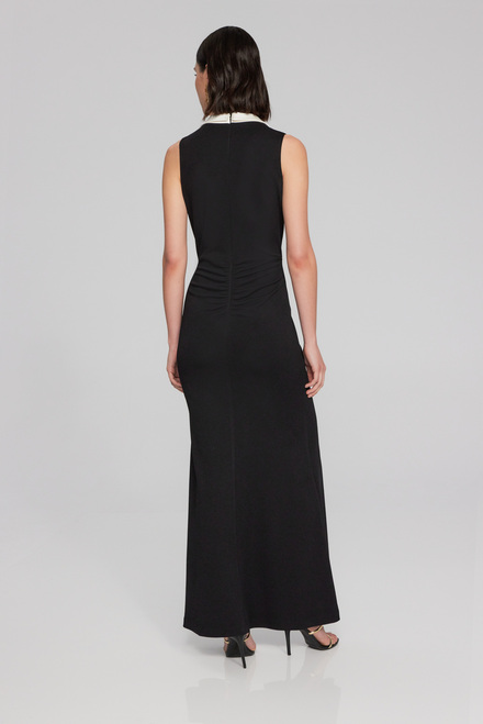 Ruffle Front Slit Dress Style 241712. Black/off White. 2