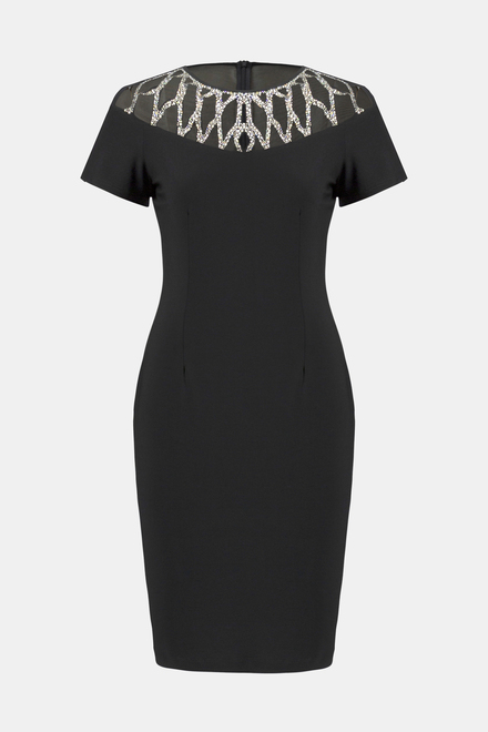 Beaded Detail Neckline Dress Style 241716. Black. 5