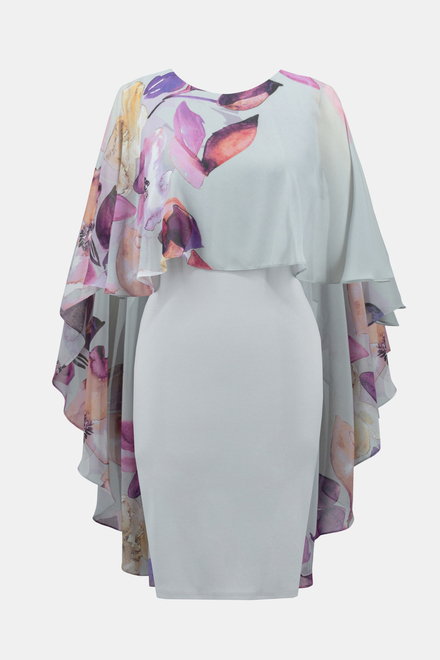 Floral Cape Dress Style 241718. Grey/multi. 4