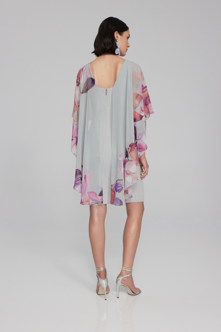 Floral Cape Dress Style 241718. Grey/multi. 2