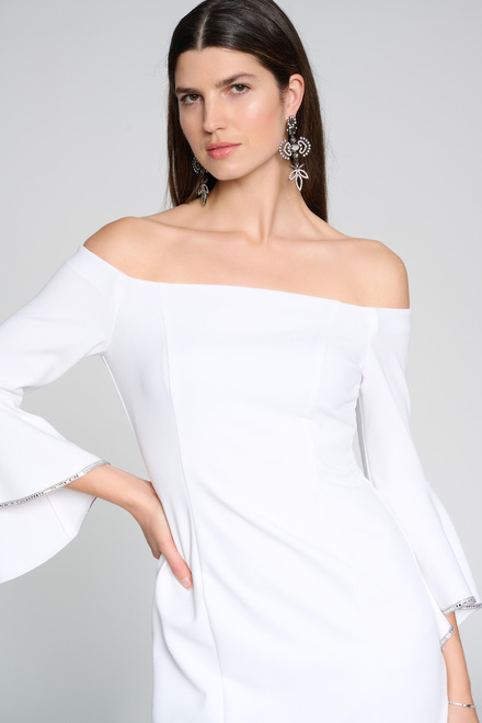 Off-Shoulder Embellished Sleeve Dress Style 241720. Vanilla 30. 3