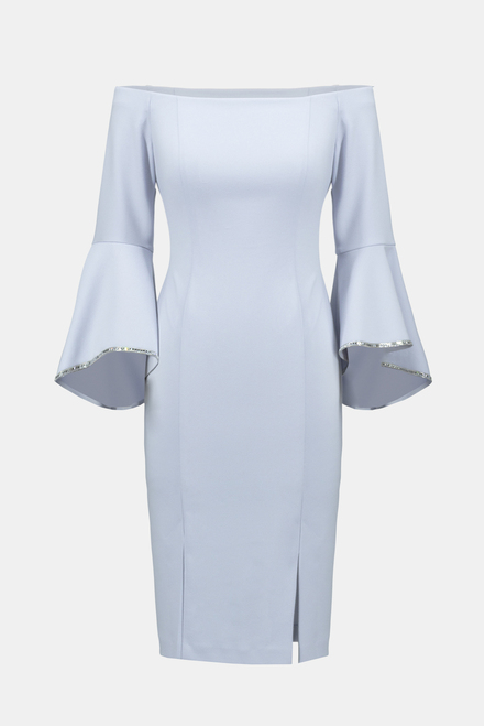 Off-Shoulder Embellished Sleeve Dress Style 241720. Celestial Blue. 9