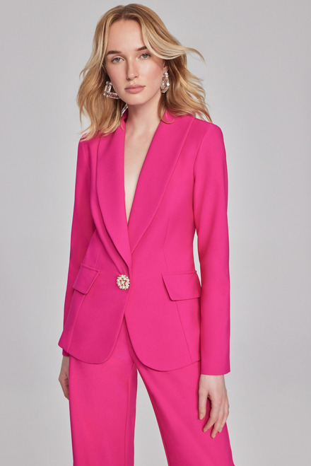 Pearl Button Blazer Style 241737. Shocking Pink. 3