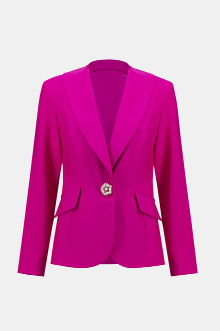 Pearl Button Blazer Style 241737. Shocking Pink. 4