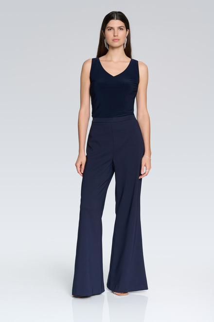 Wide Leg Flared Pants Style 241738. Midnight Blue. 4