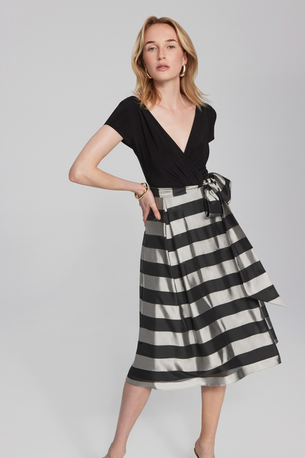 Striped Dual Fabric Dress Style 241748. Black/silver. 4