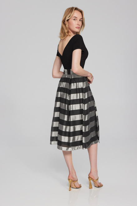 Striped Dual Fabric Dress Style 241748. Black/silver. 2