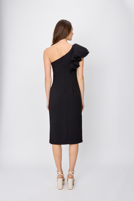 Ruffle Shoulder Asymmetric Dress Style 241755. Black. 2