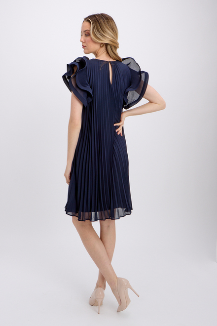 Fabric Flower Chiffon Dress Style 241758. Midnight Blue. 3