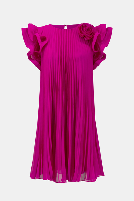 Fabric Flower Chiffon Dress Style 241758. Shocking Pink. 5