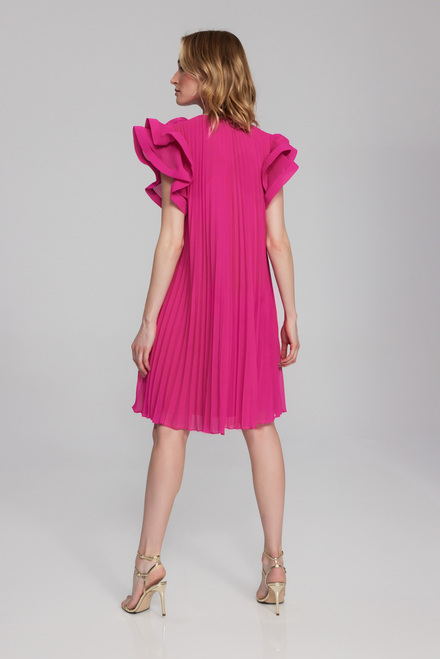 Fabric Flower Chiffon Dress Style 241758. Shocking Pink. 2
