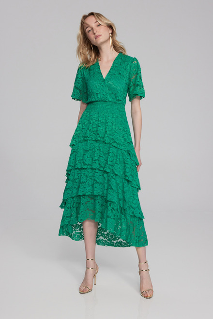 Lace & Ruffle Dress Style 241759. Noble green