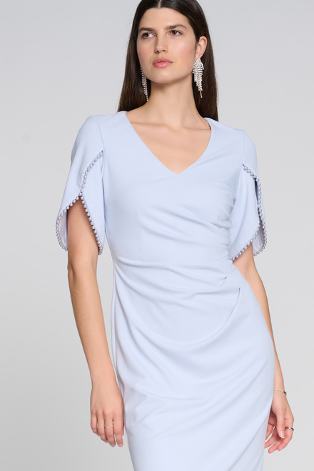 Beaded Detail Tulip Sleeve Dress Style 241762. Celestial Blue. 3