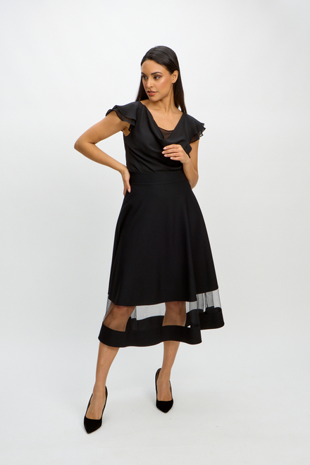 Mesh Band Flared Skirt Style 241763. Black. 5