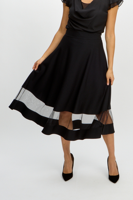 Mesh Band Flared Skirt Style 241763. Black. 3