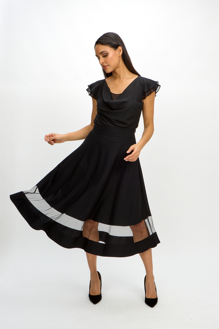Mesh Band Flared Skirt Style 241763. Black