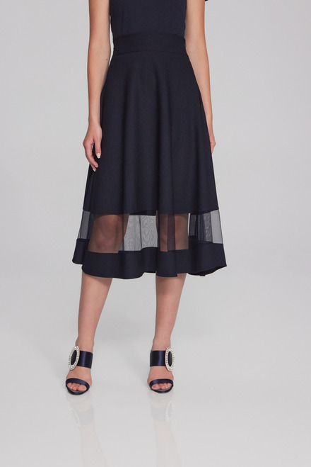 Mesh Band Flared Skirt Style 241763. Midnight Blue. 2