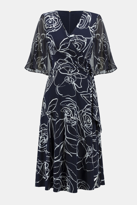Abstract Floral Motif Dress Style 241764. Midnight Blue/vanilla. 5
