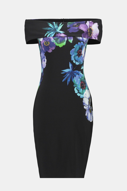 Floral Print Drop Shoulder Dress Style 241775. Black/multi. 4
