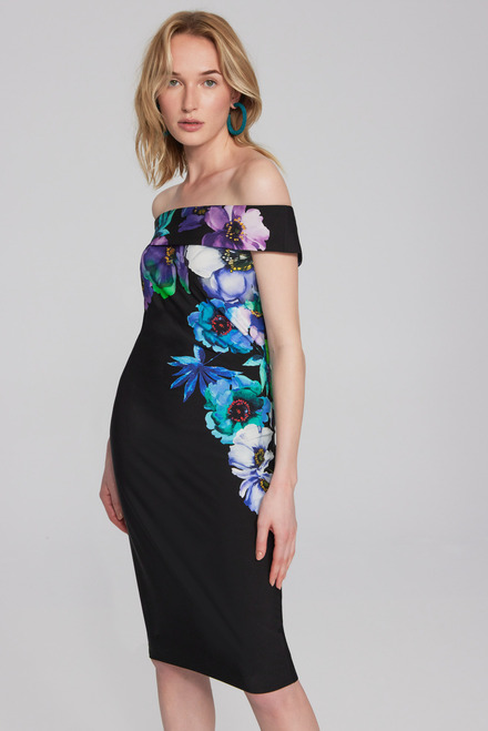Floral Print Drop Shoulder Dress Style 241775. Black/multi. 3