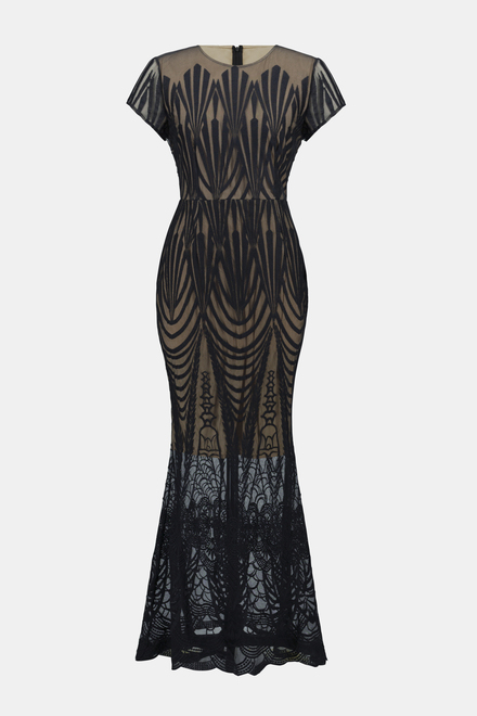 Geo Print Pencil Dress Style 241776. Black/nude. 5