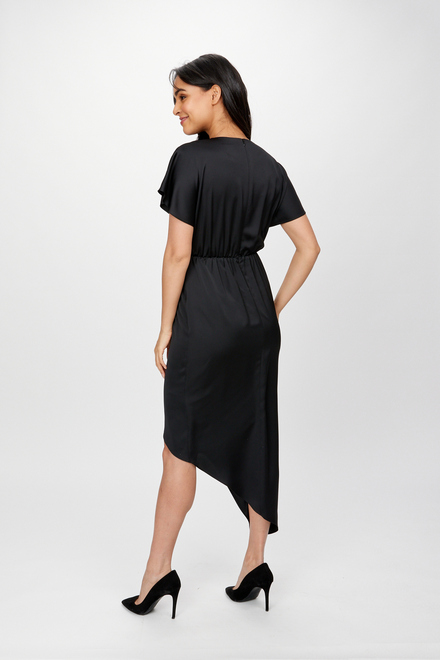 Wrap Front Asymmetric Hem Dress Style 241777. Black. 2
