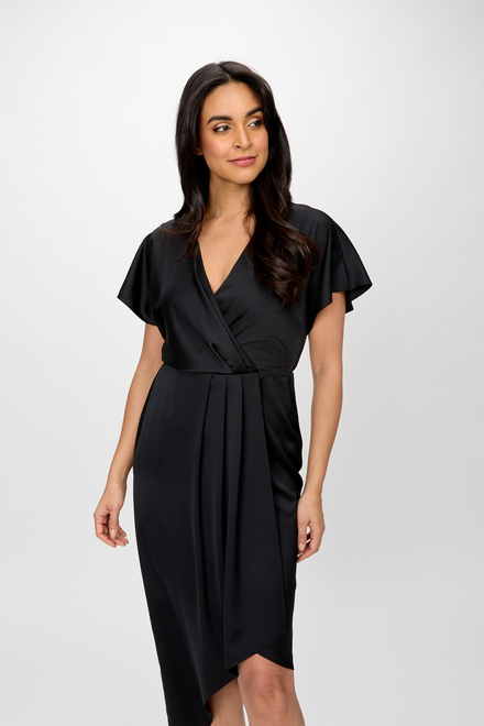 Wrap Front Asymmetric Hem Dress Style 241777. Black. 4