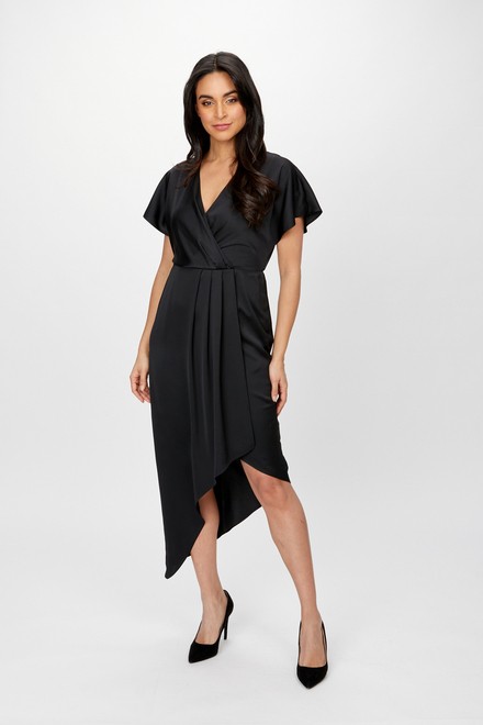 Wrap Front Asymmetric Hem Dress Style 241777. Black. 5