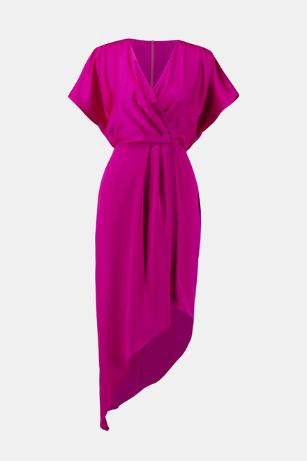 Wrap Front Asymmetric Hem Dress Style 241777. Shocking Pink. 4