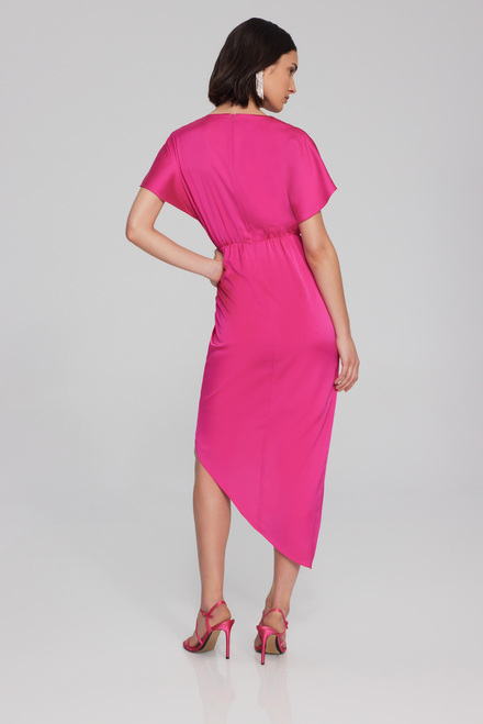 Wrap Front Asymmetric Hem Dress Style 241777. Shocking Pink. 2