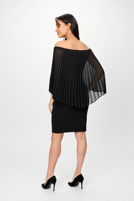 Pleated Sleeves Off-Shoulder Dress Style 241781. Black. 2