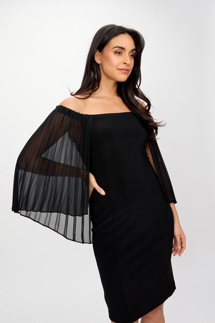 Pleated Sleeves Off-Shoulder Dress Style 241781. Black. 5