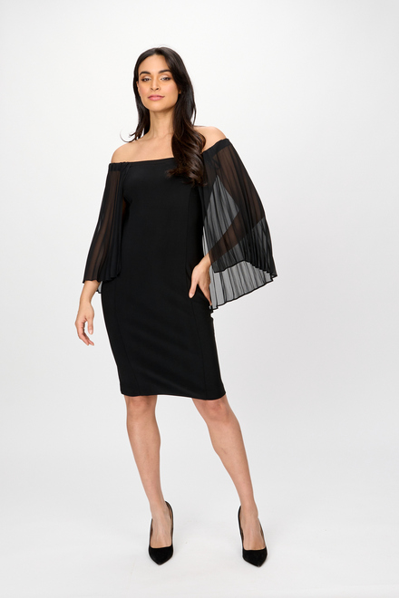 Pleated Sleeves Off-Shoulder Dress Style 241781. Black. 6
