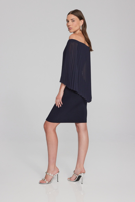 Pleated Sleeves Off-Shoulder Dress Style 241781. Midnight Blue. 3