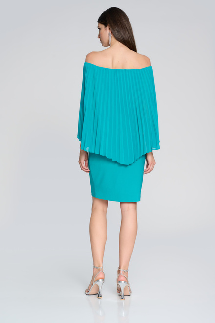 Pleated Sleeves Off-Shoulder Dress Style 241781. Ocean Blue. 2