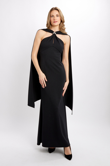 Cape Neck Sheath Dress Style 241786. Black. 5