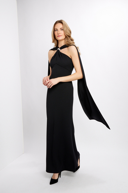 Cape Neck Sheath Dress Style 241786. Black. 3