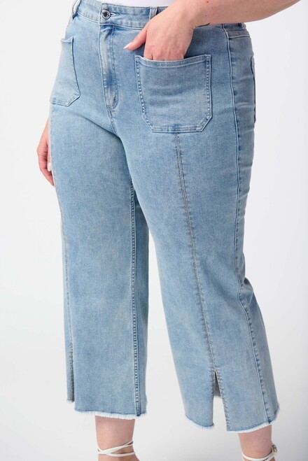 Split Hem Shimemr Detail Jeans Style 241903. Vintage Blue. 9