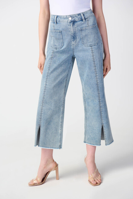 Split Hem Shimemr Detail Jeans Style 241903. Vintage Blue. 3