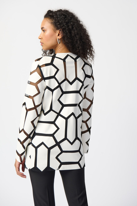 Geometric Pattern Dual Fabric Jacket Style 241905. Vanilla/black. 3