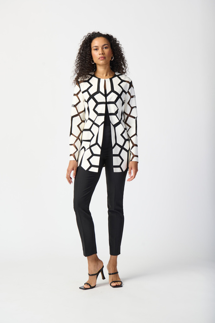 Geometric Pattern Dual Fabric Jacket Style 241905. Vanilla/black. 6