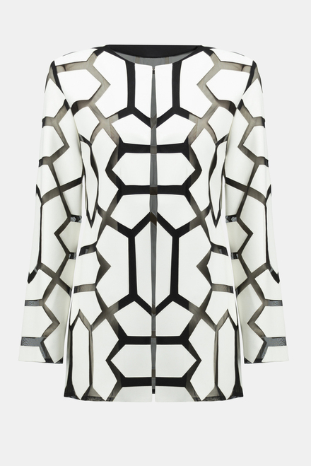 Geometric Pattern Dual Fabric Jacket Style 241905. Vanilla/black. 7