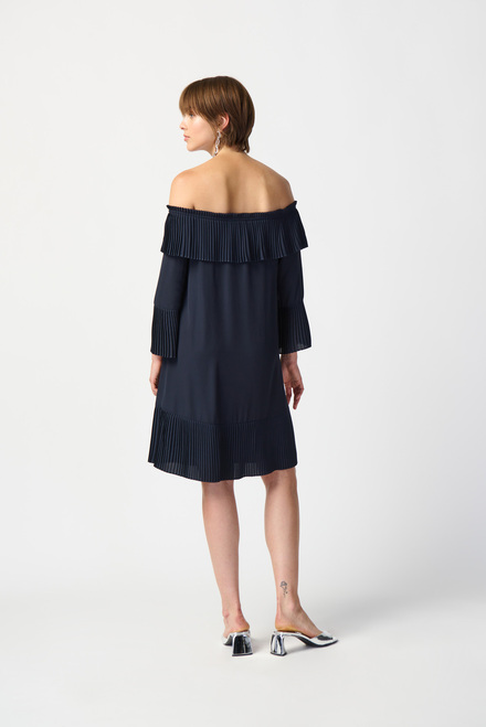 Off-Shoulder Pleated Dress Style 241907. Midnight Blue. 2