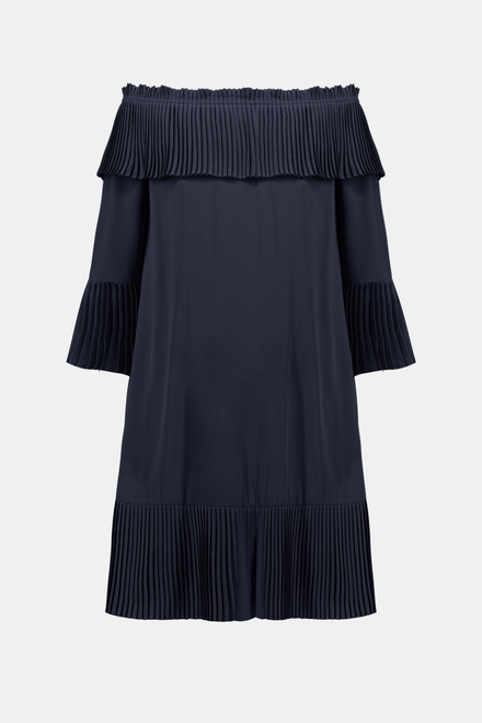 Off-Shoulder Pleated Dress Style 241907. Midnight Blue. 5