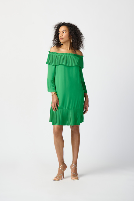Off-Shoulder Pleated Dress Style 241907. Island Green. 3