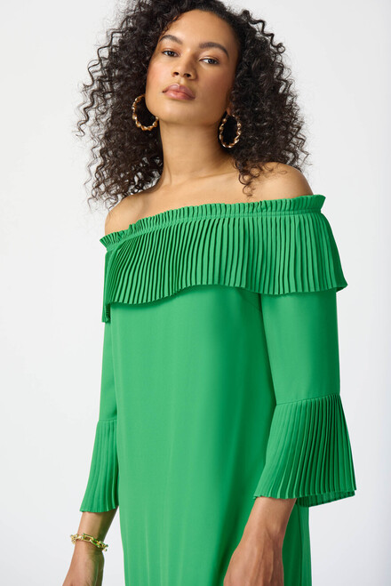 Off-Shoulder Pleated Dress Style 241907. Island Green. 5
