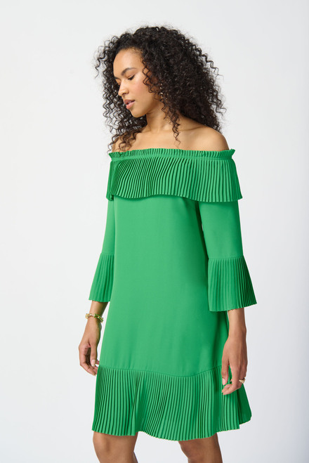 Off-Shoulder Pleated Dress Style 241907. Island Green. 6