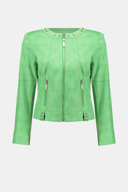 Faux Leather Studded Jacket Style 241909. Island Green. 7