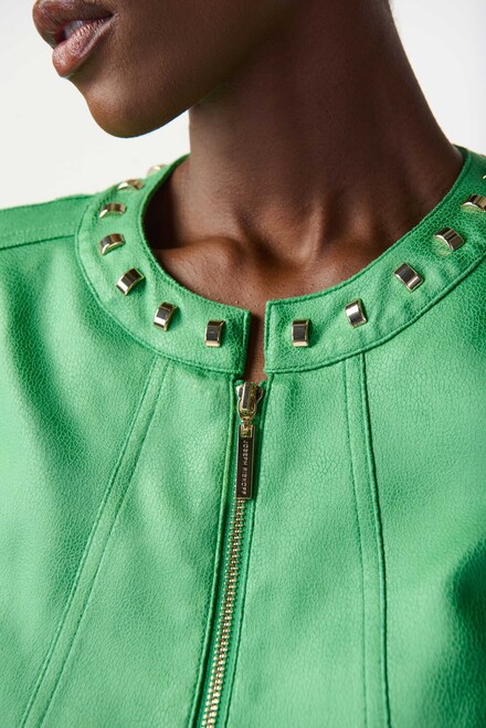 Faux Leather Studded Jacket Style 241909. Island Green. 4