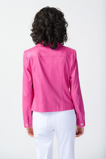 Faux Suede Fitted Jacket Style 241911. Bright Pink. 2